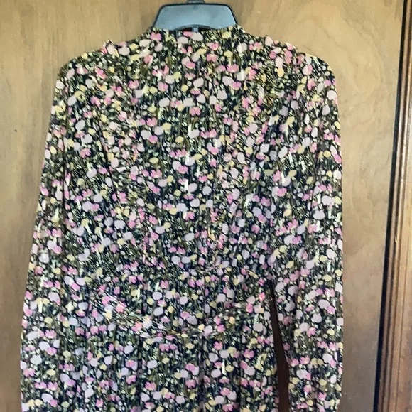 Relist9/28🔺LC Lauren Conrad floral print mini dress ruffle & metallic detail XS - Picture 15 of 17